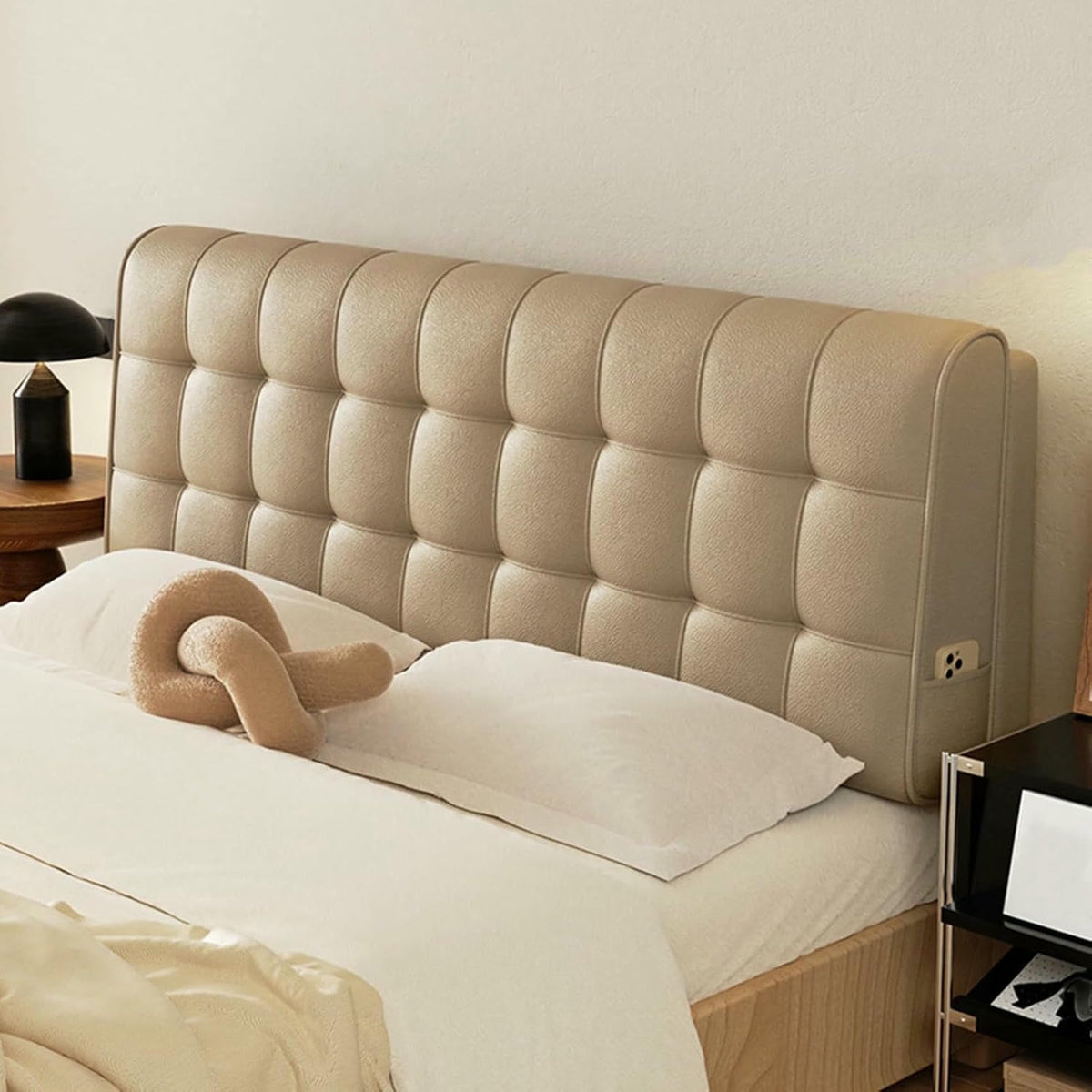 XFYGQTOM Large Upholstered Headboard Reading Wedge Pillow