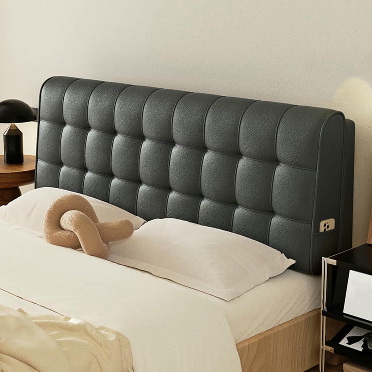 XFYGQTOM Large Upholstered Headboard Reading Wedge Pillow