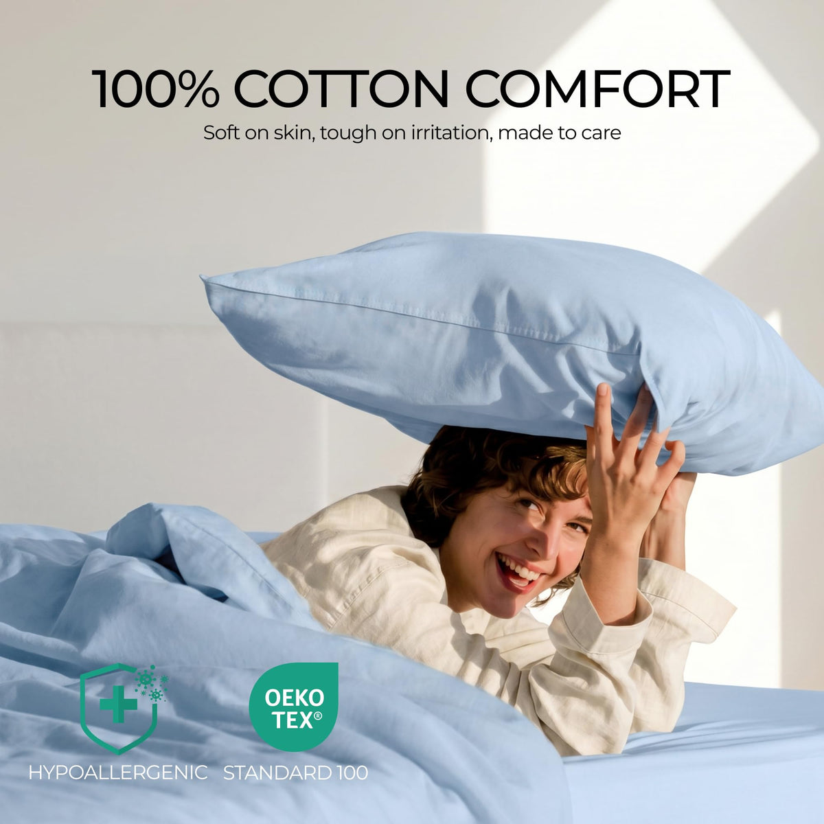 FAUNNA 2-Pack Cotton Pillow Protectors & Twin XL Duvet Cover