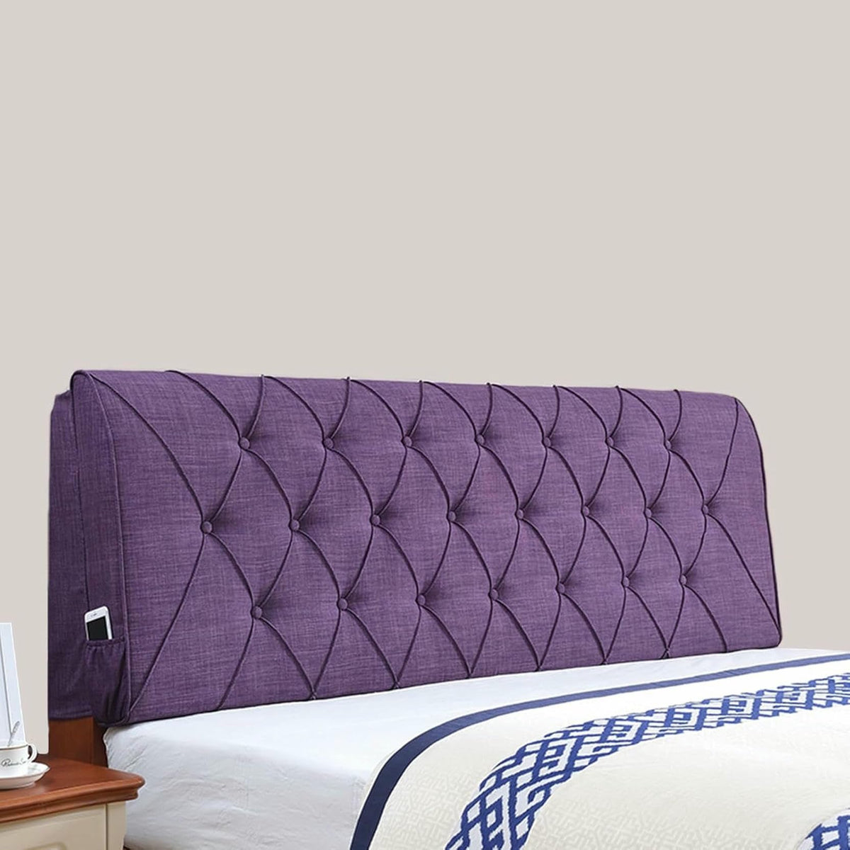 XFYGQTOM Blue Upholstered Headboard Cushion 61x23x4In