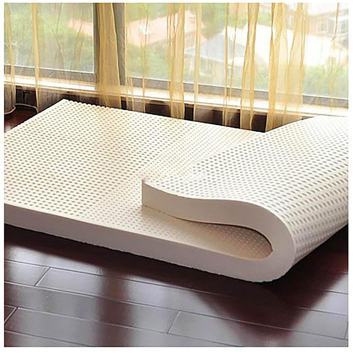 4" Organic Latex Mattress Topper - Dual-Sided Flippable Queen Size Bed Pad - 4 Inch Certified Foam for Comfort & Support - Eco-Friendly Sleep Solution