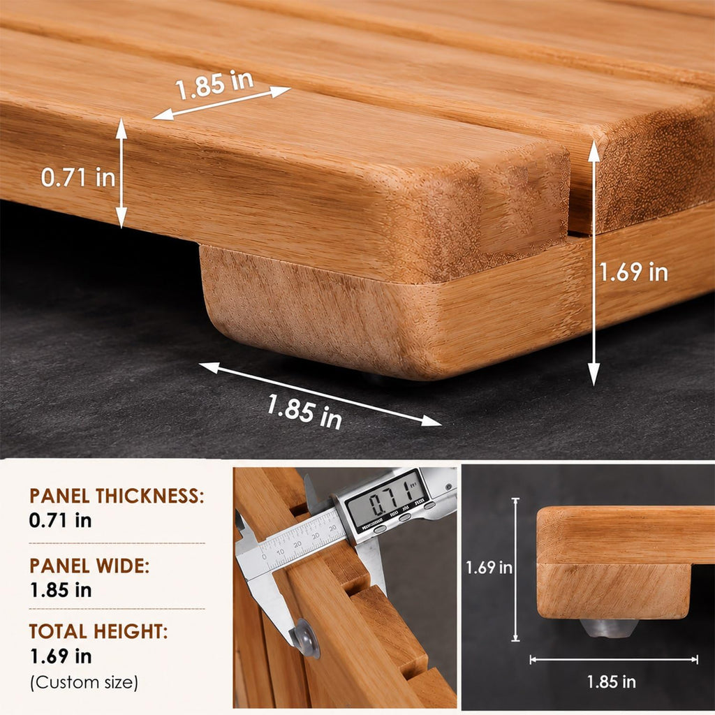 Solid Wood 12x12 Shower Floor Mat for Bathroom
