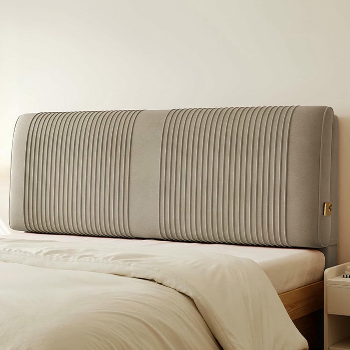 XFYGQTOM Gray Upholstered Headboard Reading Pillow with Straps