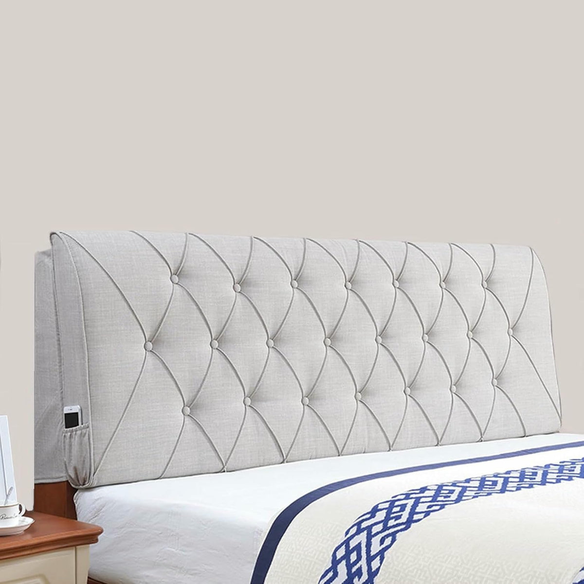 XFYGQTOM Blue Upholstered Headboard Cushion 61x23x4In
