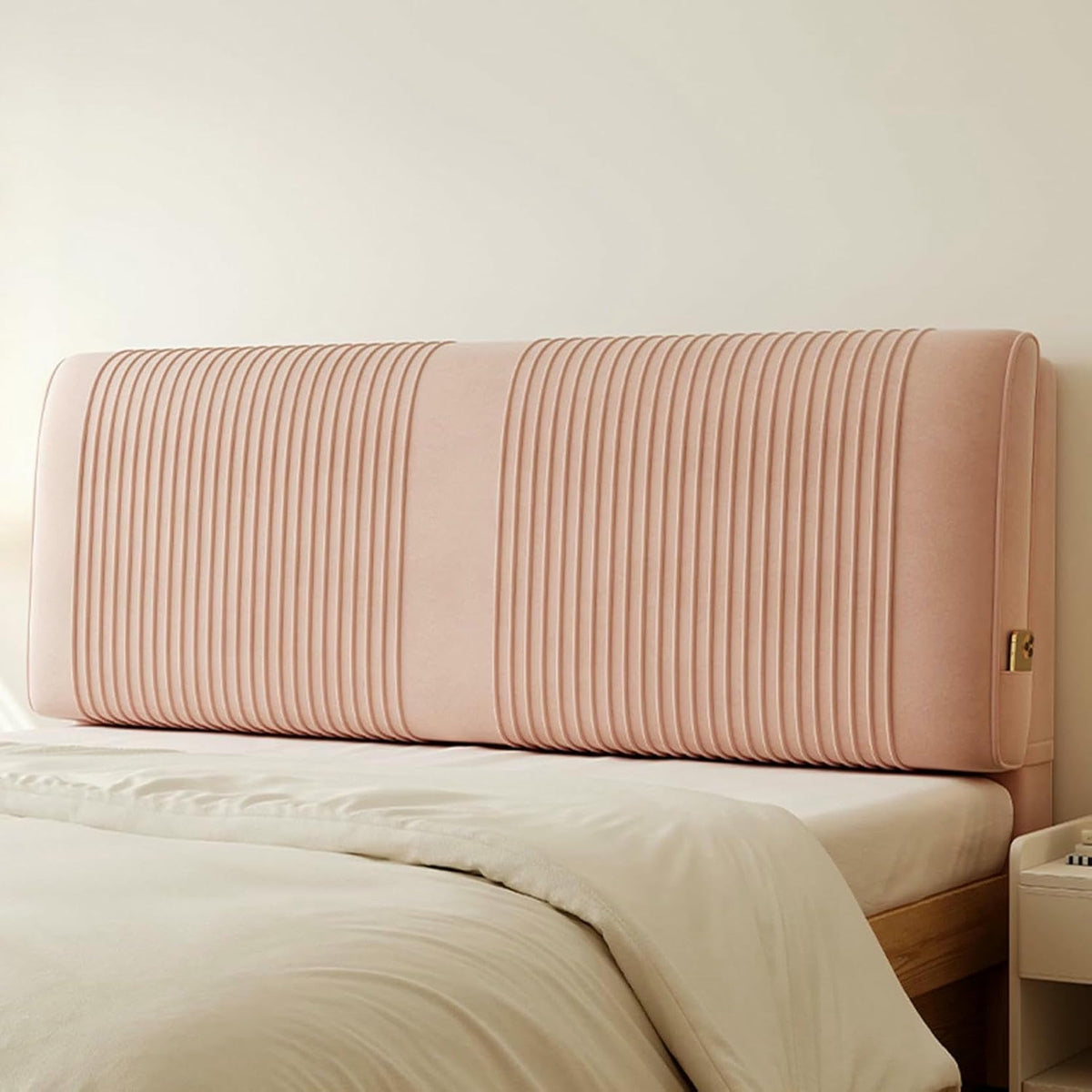 XFYGQTOM Gray Upholstered Headboard Reading Pillow with Straps