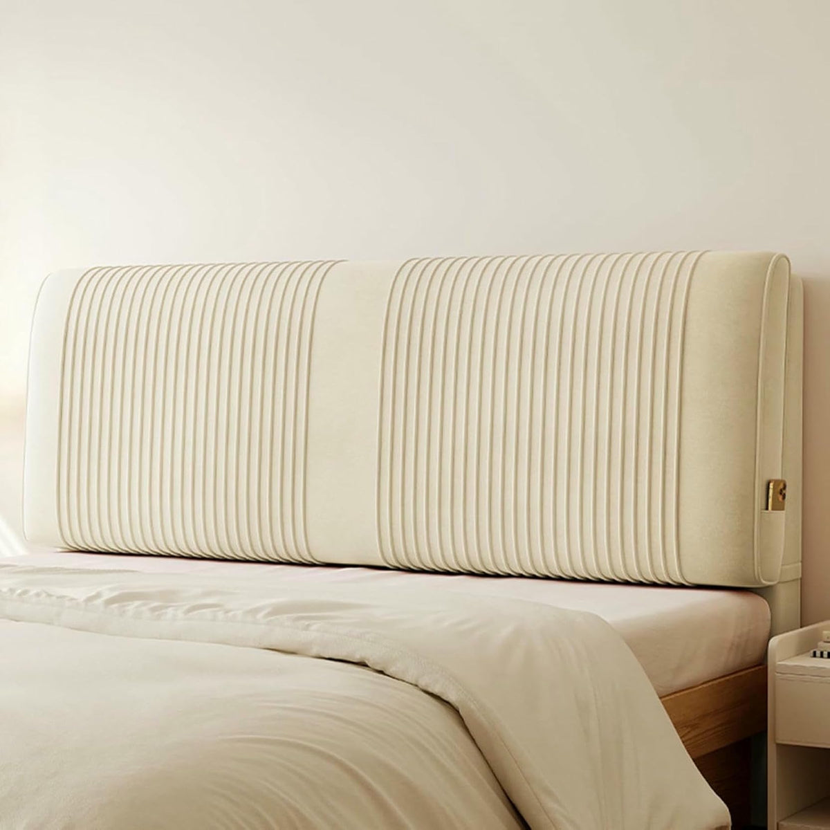 XFYGQTOM Gray Upholstered Headboard Reading Pillow with Straps