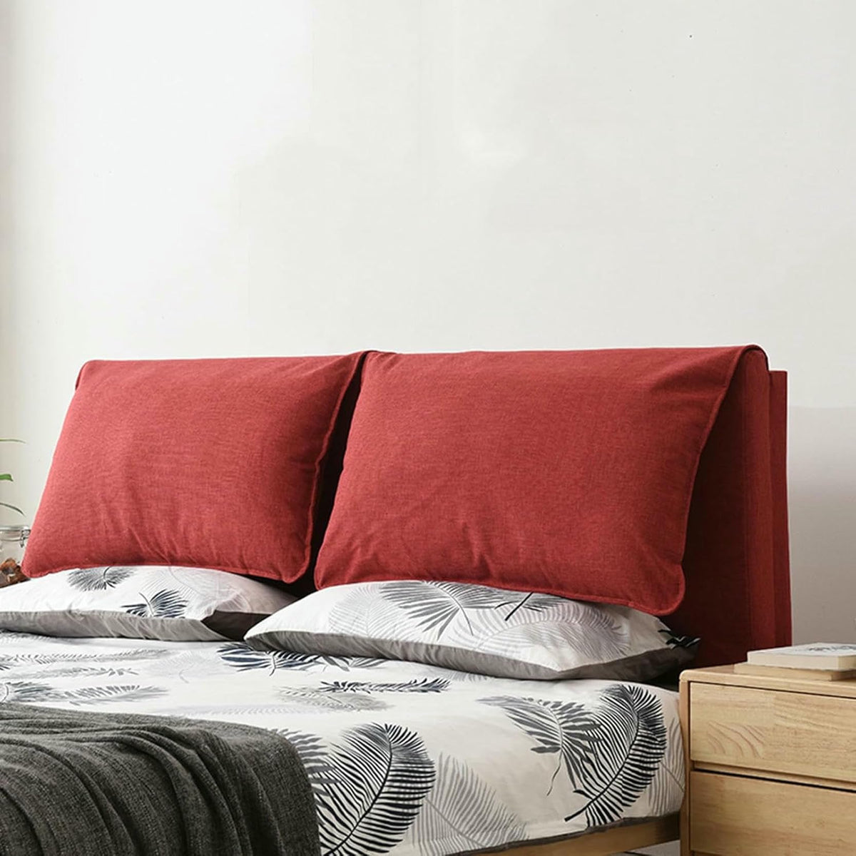 XFYGQTOM Red Upholstered Headboard Cushion with Removable Cover