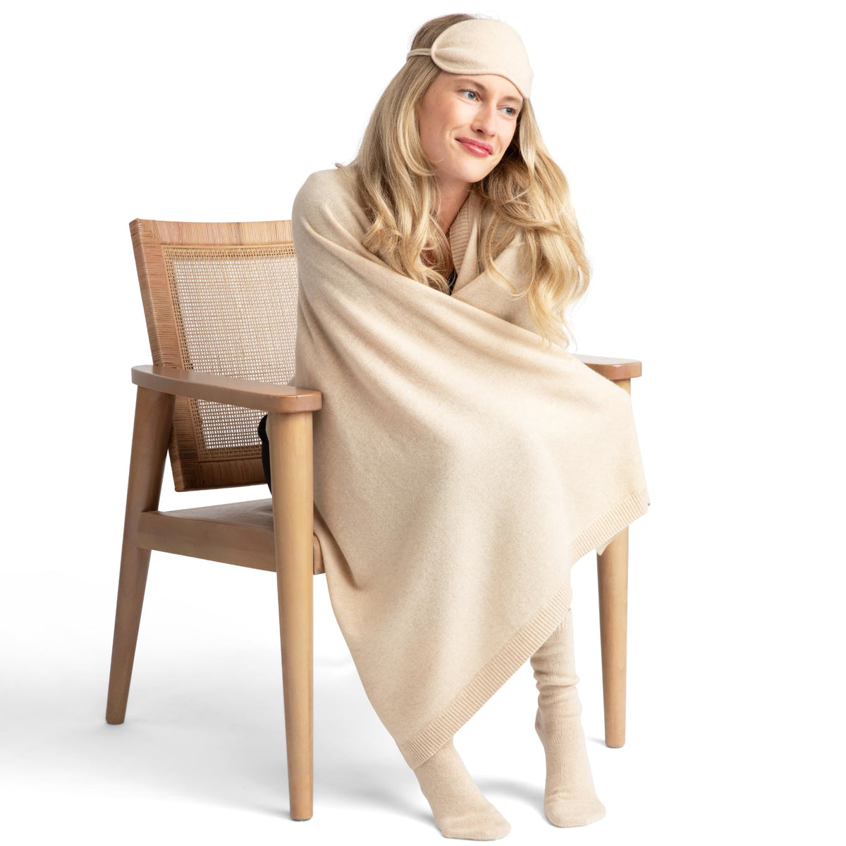 Jet&Bo 100% Cashmere Travel Set with Blanket, Mask & Socks