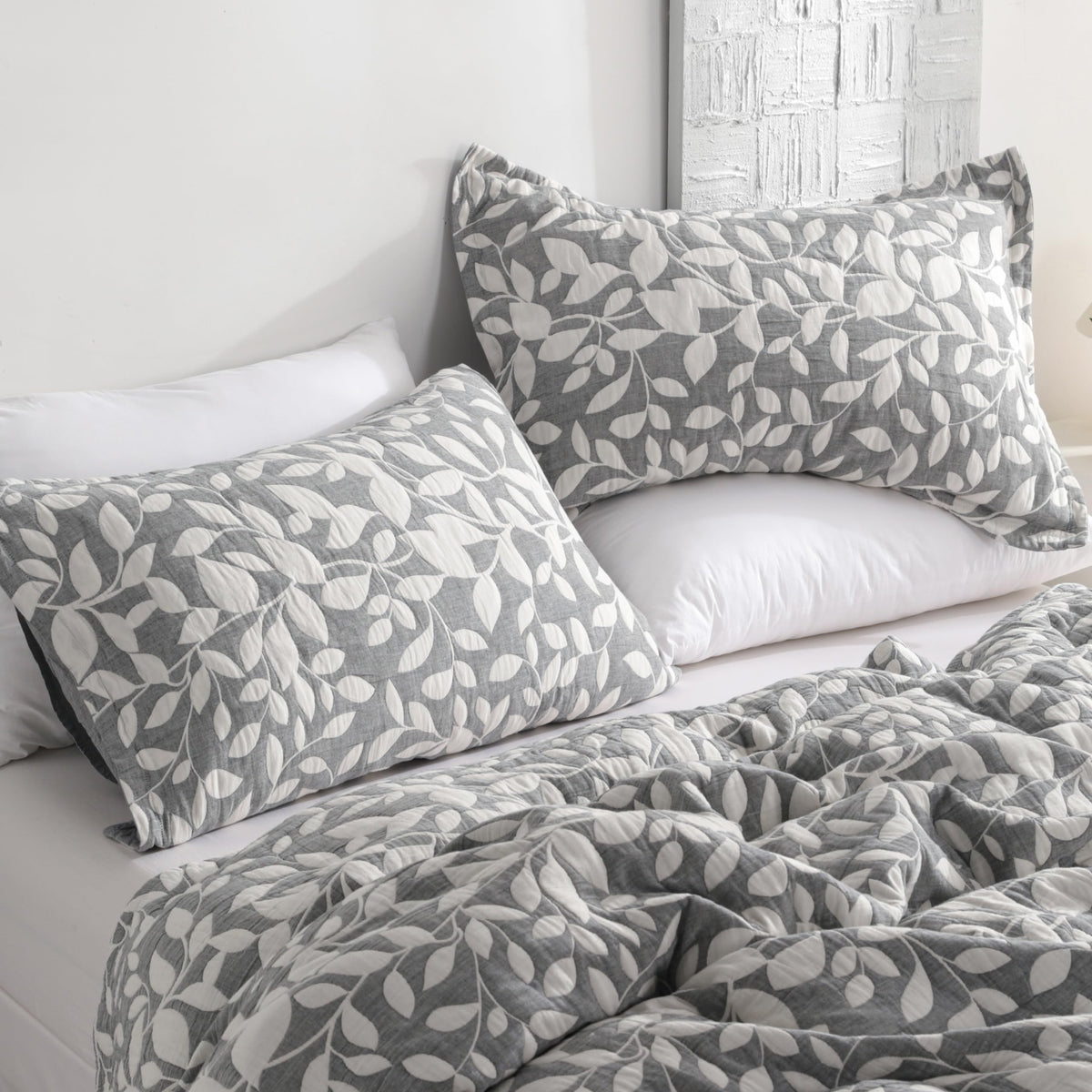 NTBAY 3-Layer Muslin Cotton Pillow Shams 2-Pack