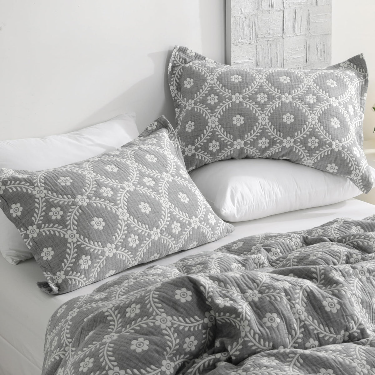 NTBAY 3-Layer Muslin Cotton Pillow Shams 2-Pack