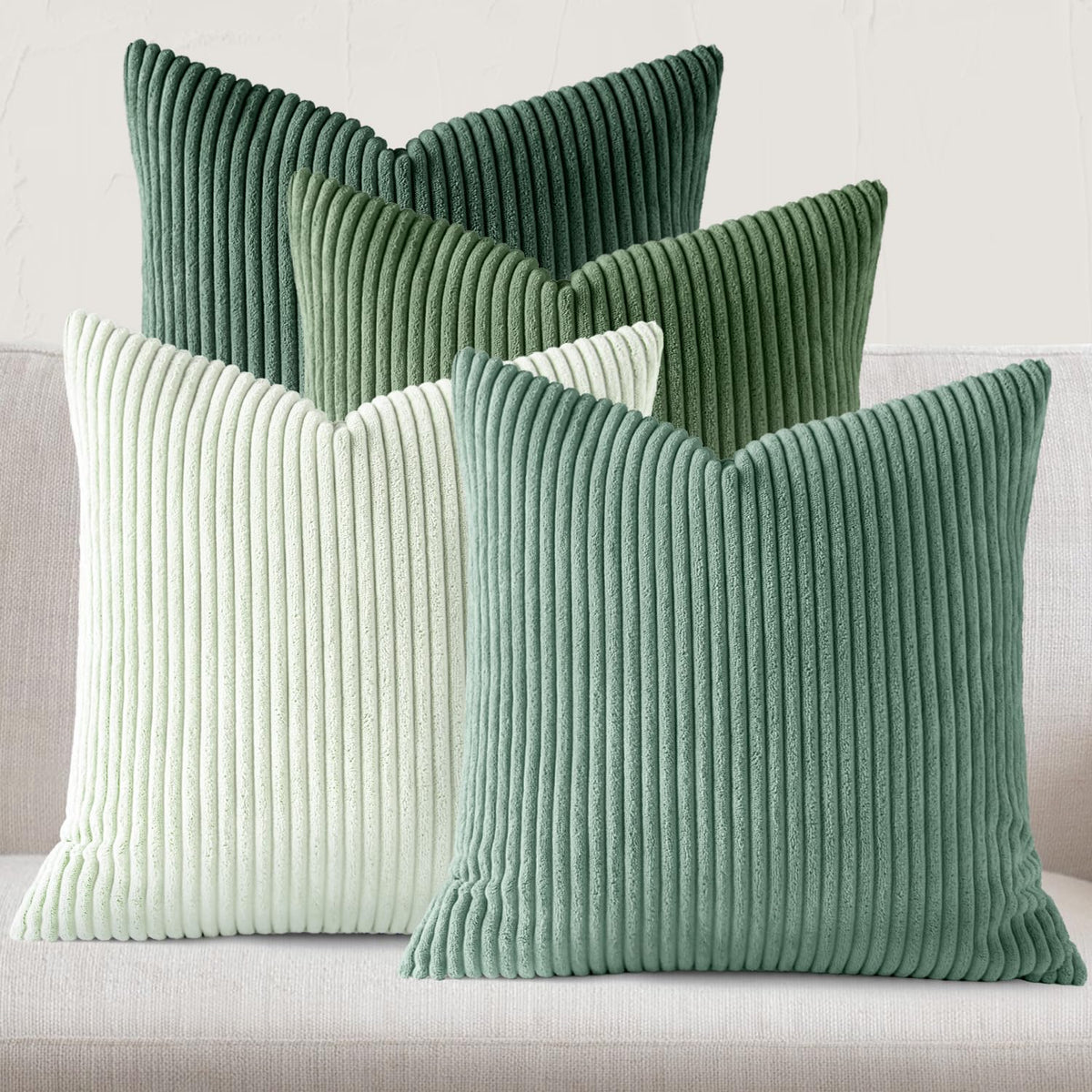 JEYDER Set of 4 Boho Corduroy 18x18 Pillow Covers