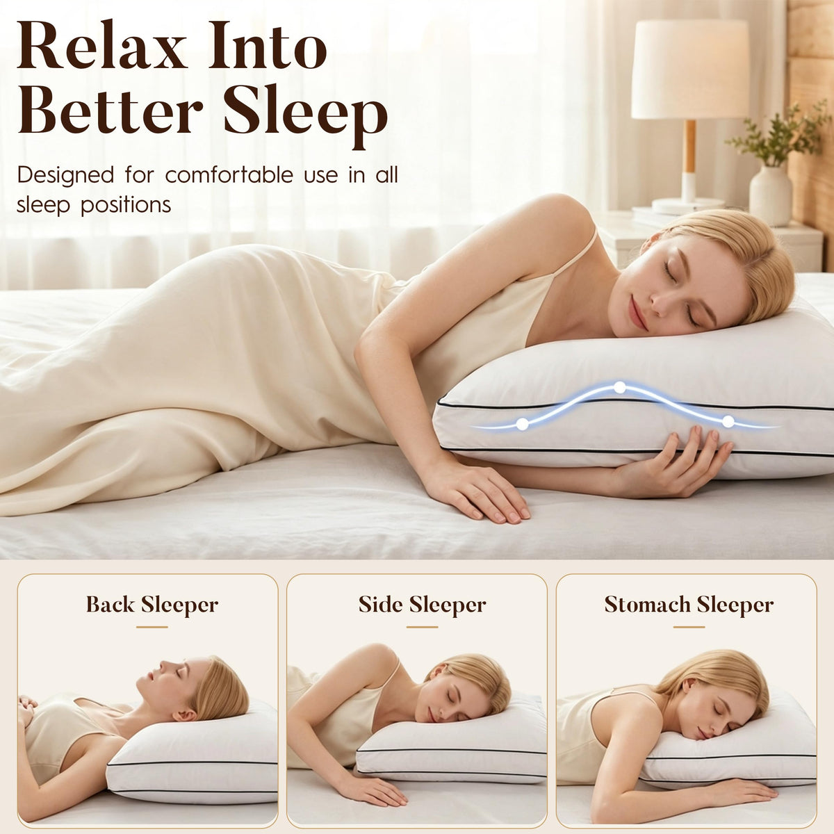 ELNIDO QUEEN Goose Feather & Down Fiber Bed Pillows