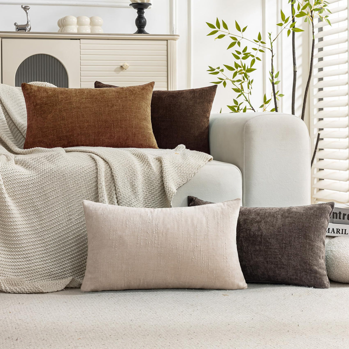 Cozoomy Set of 4 Textured 18x18 Throw Pillow Covers
