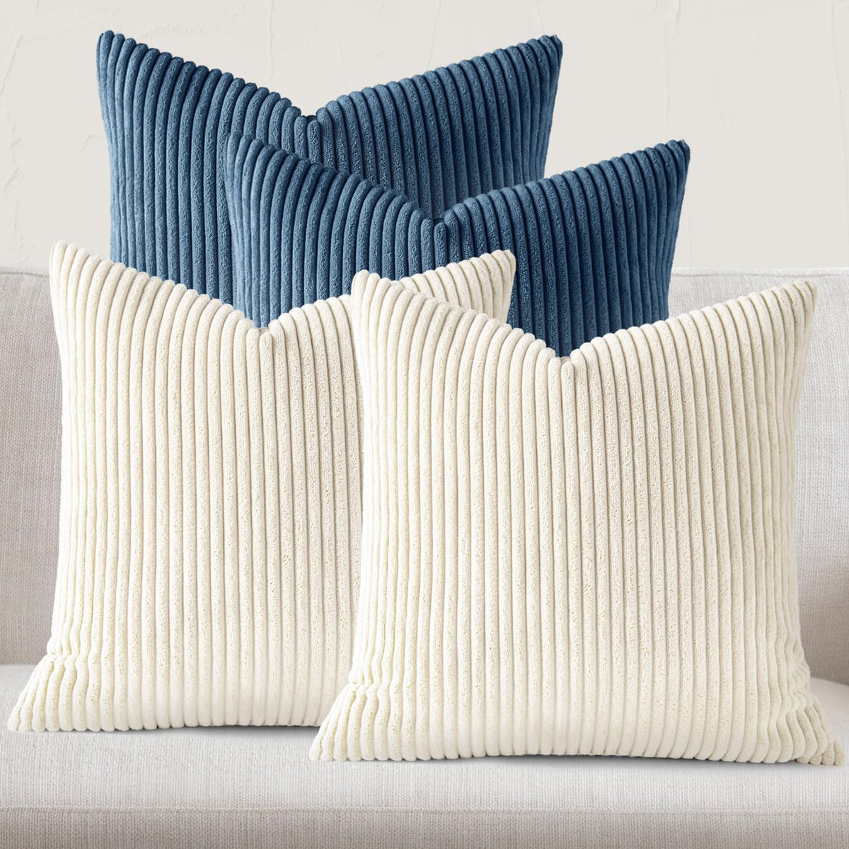 JEYDER Set of 4 Boho Corduroy 18x18 Pillow Covers