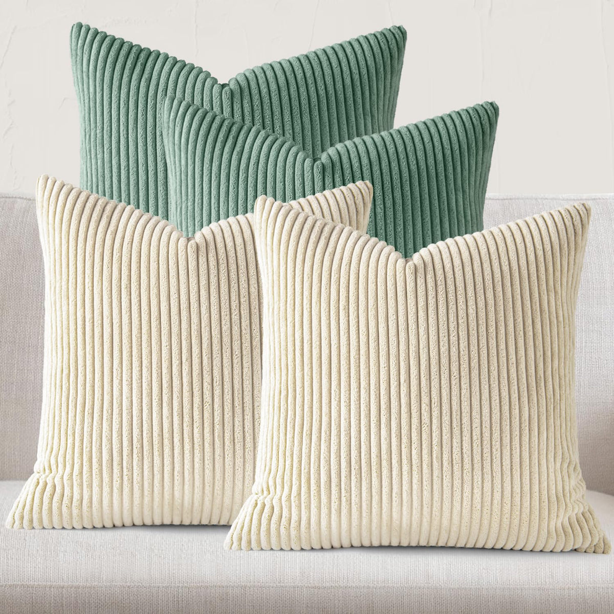 JEYDER Set of 4 Boho Corduroy 18x18 Pillow Covers
