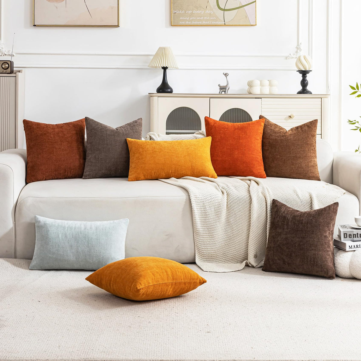 Cozoomy Set of 4 Textured 18x18 Throw Pillow Covers