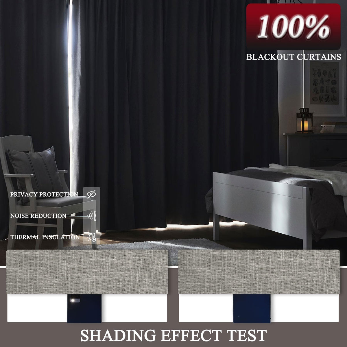 Fcosie Extra Wide Pinch Pleat Linen Blackout Curtains
