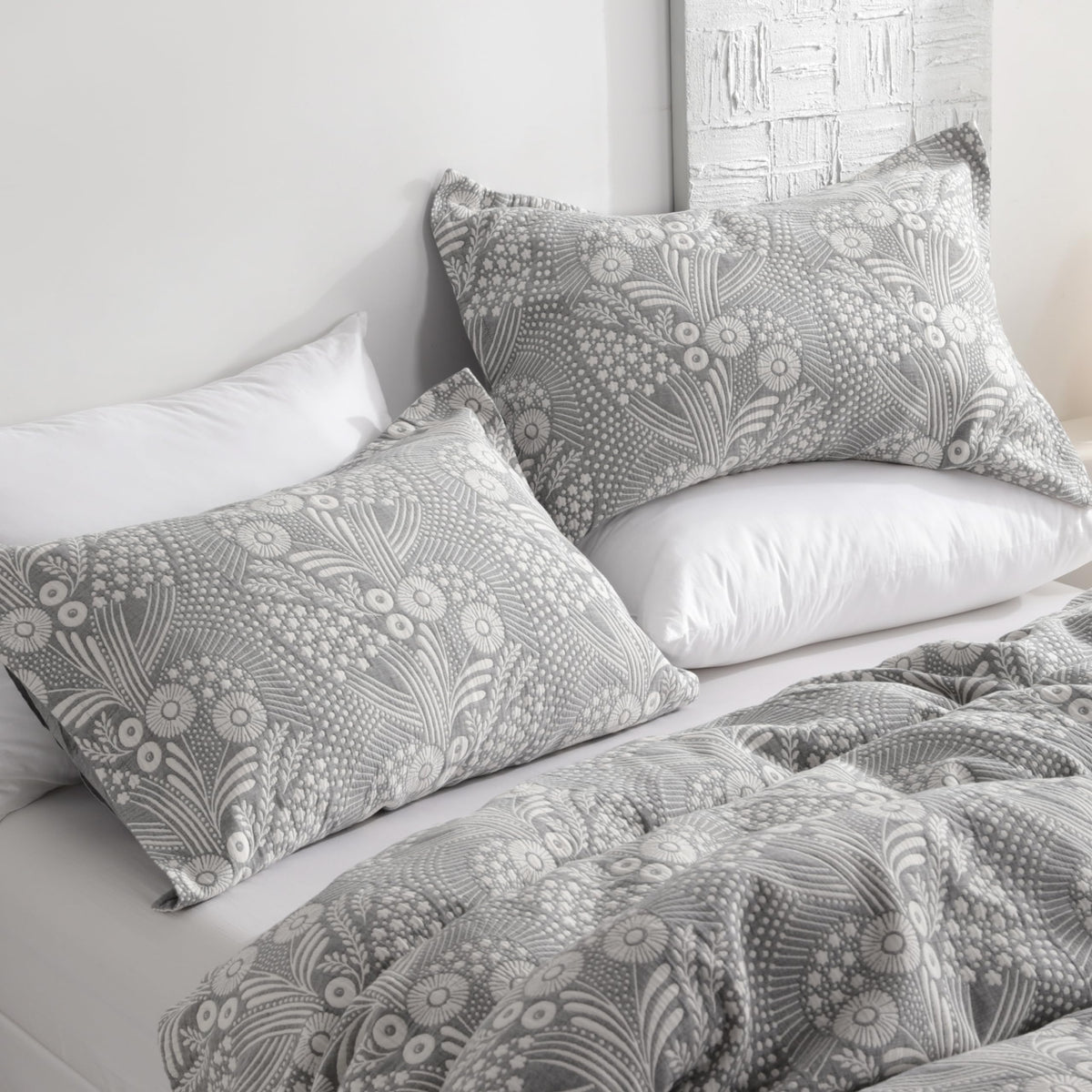 NTBAY 3-Layer Muslin Cotton Pillow Shams 2-Pack