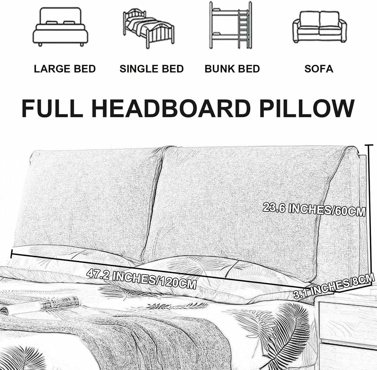 XFYGQTOM Red Upholstered Headboard Cushion with Removable Cover