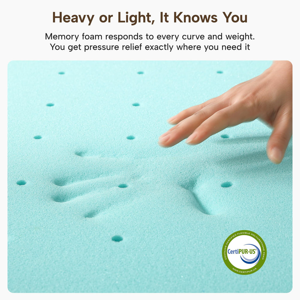 JSELF 3-Inch Cooling Gel Memory Foam Mattress Topper
