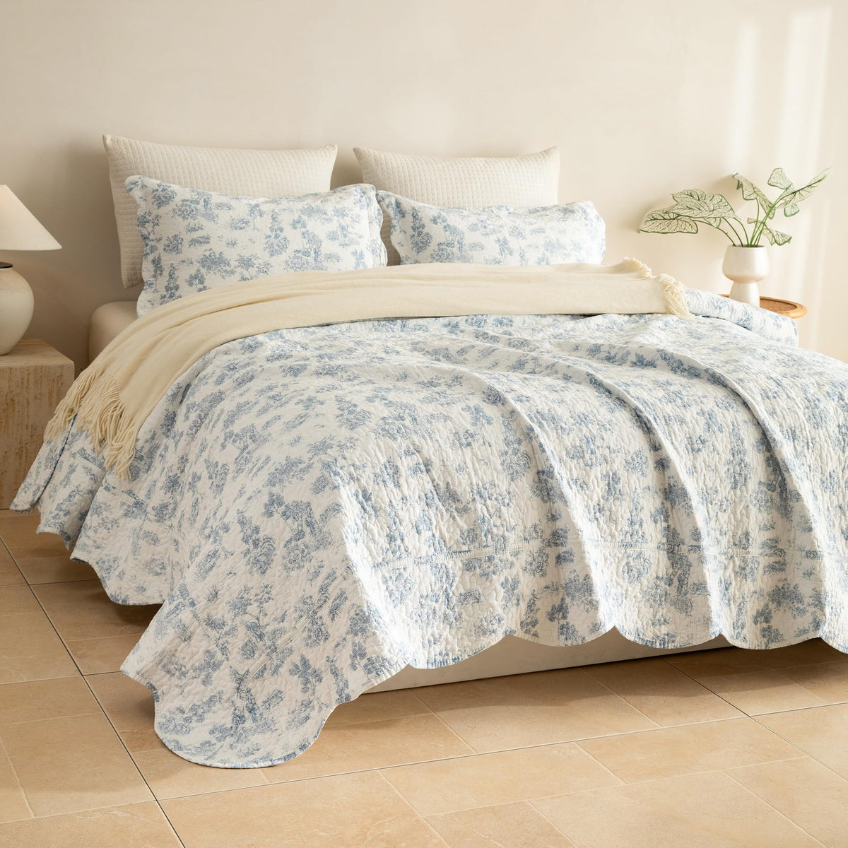Sanracie 100% Cotton Floral Quilted Bedspread