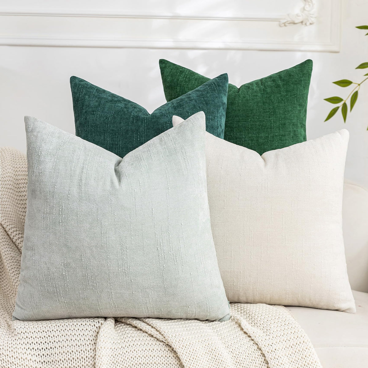 Cozoomy Set of 4 Textured 18x18 Throw Pillow Covers