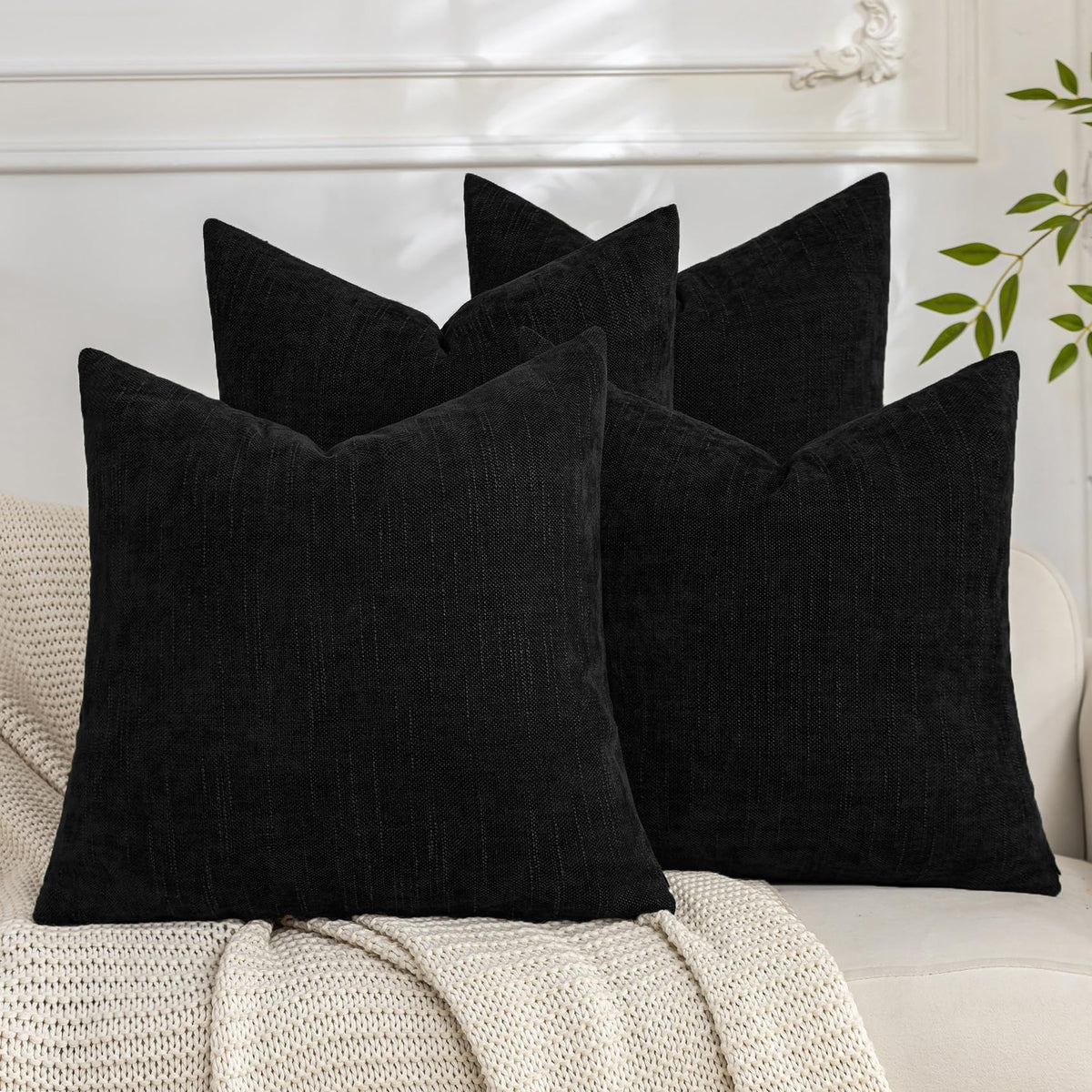 Cozoomy Set of 4 Textured 18x18 Throw Pillow Covers