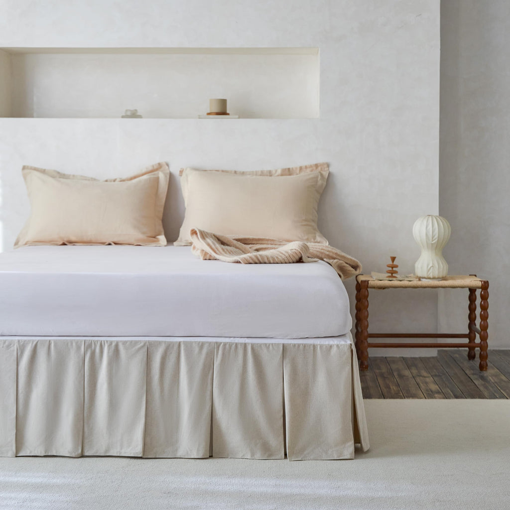 BISELINA Washed French Linen Ruffled Bed Skirt