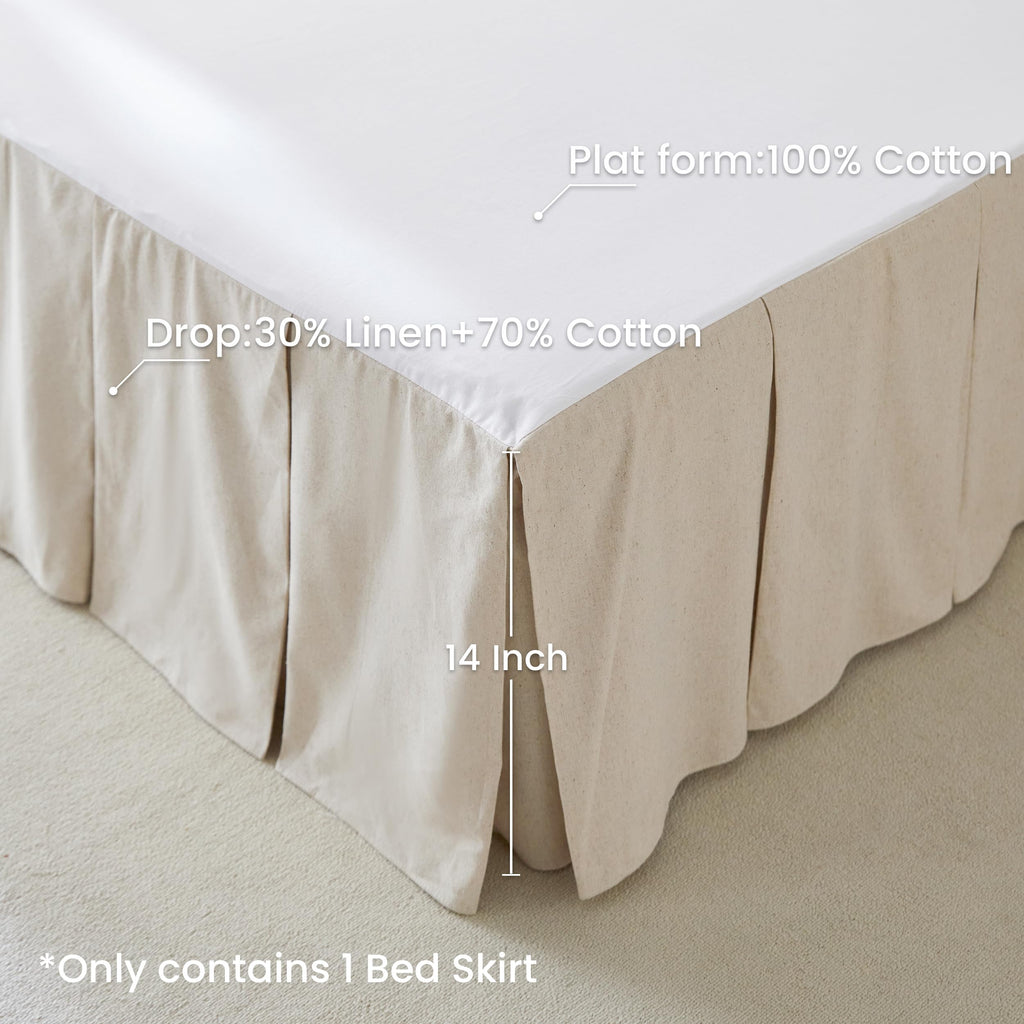 BISELINA Washed French Linen Ruffled Bed Skirt