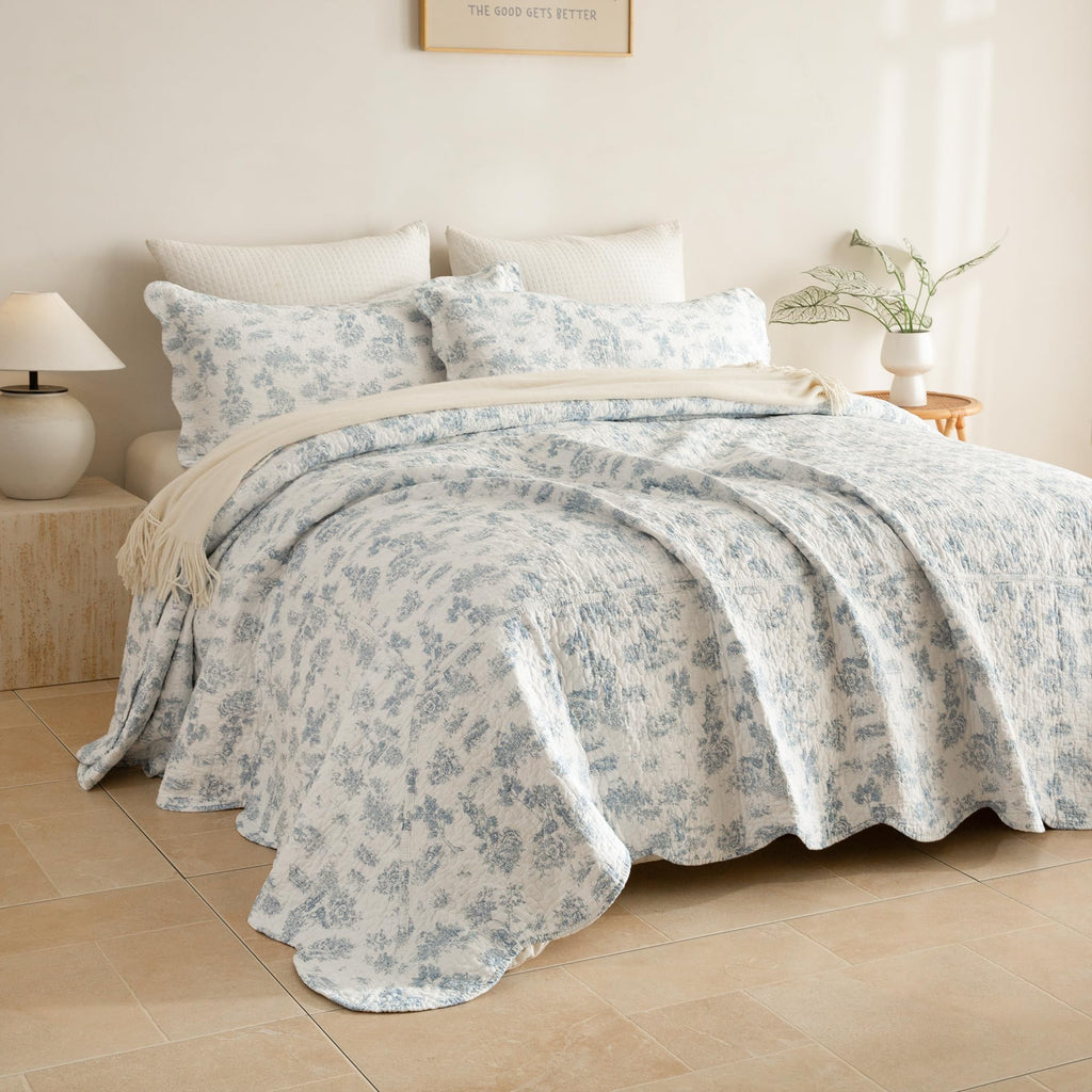 Sanracie 100% Cotton Floral Quilted Bedspread