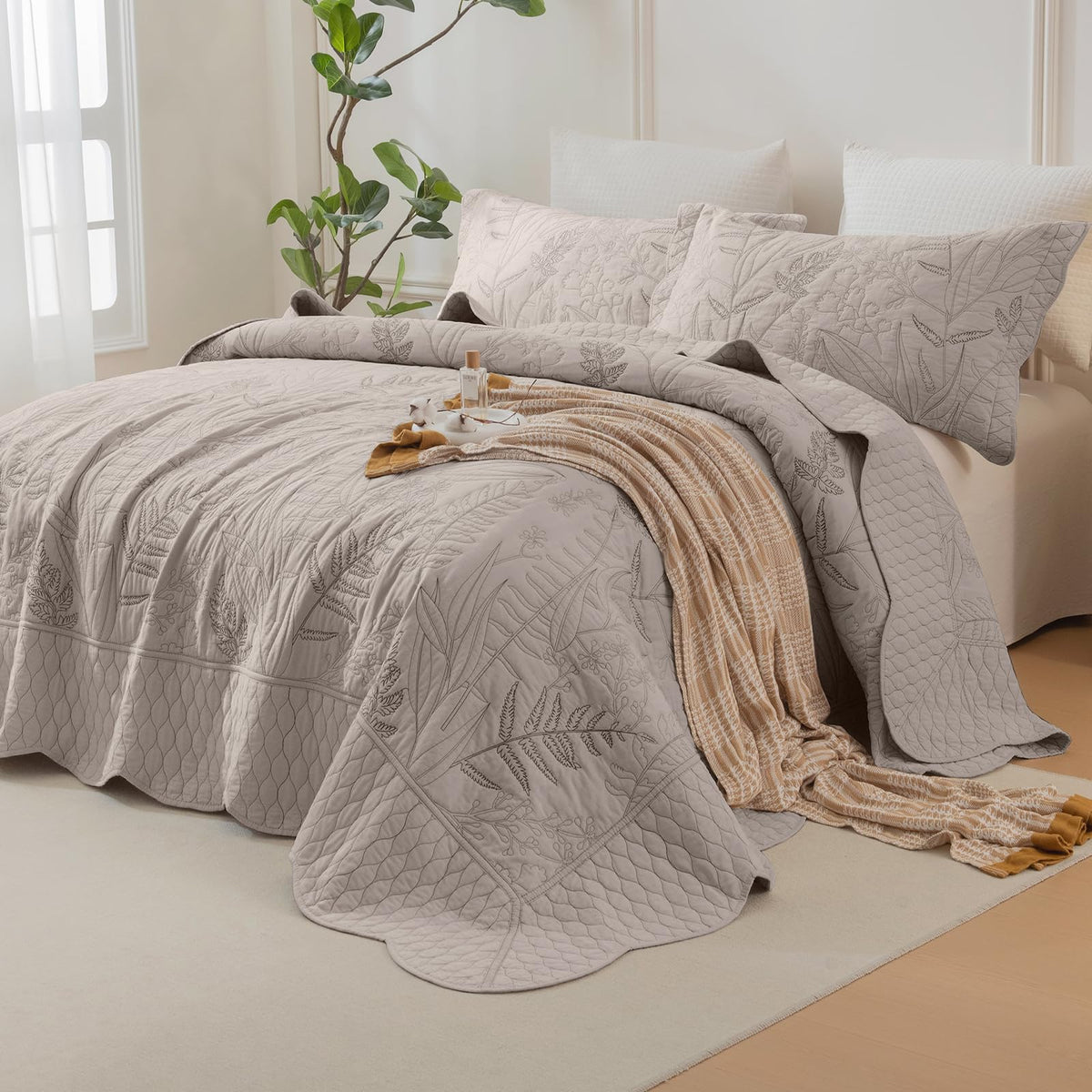 Sanracie 100% Cotton Floral Quilted Bedspread