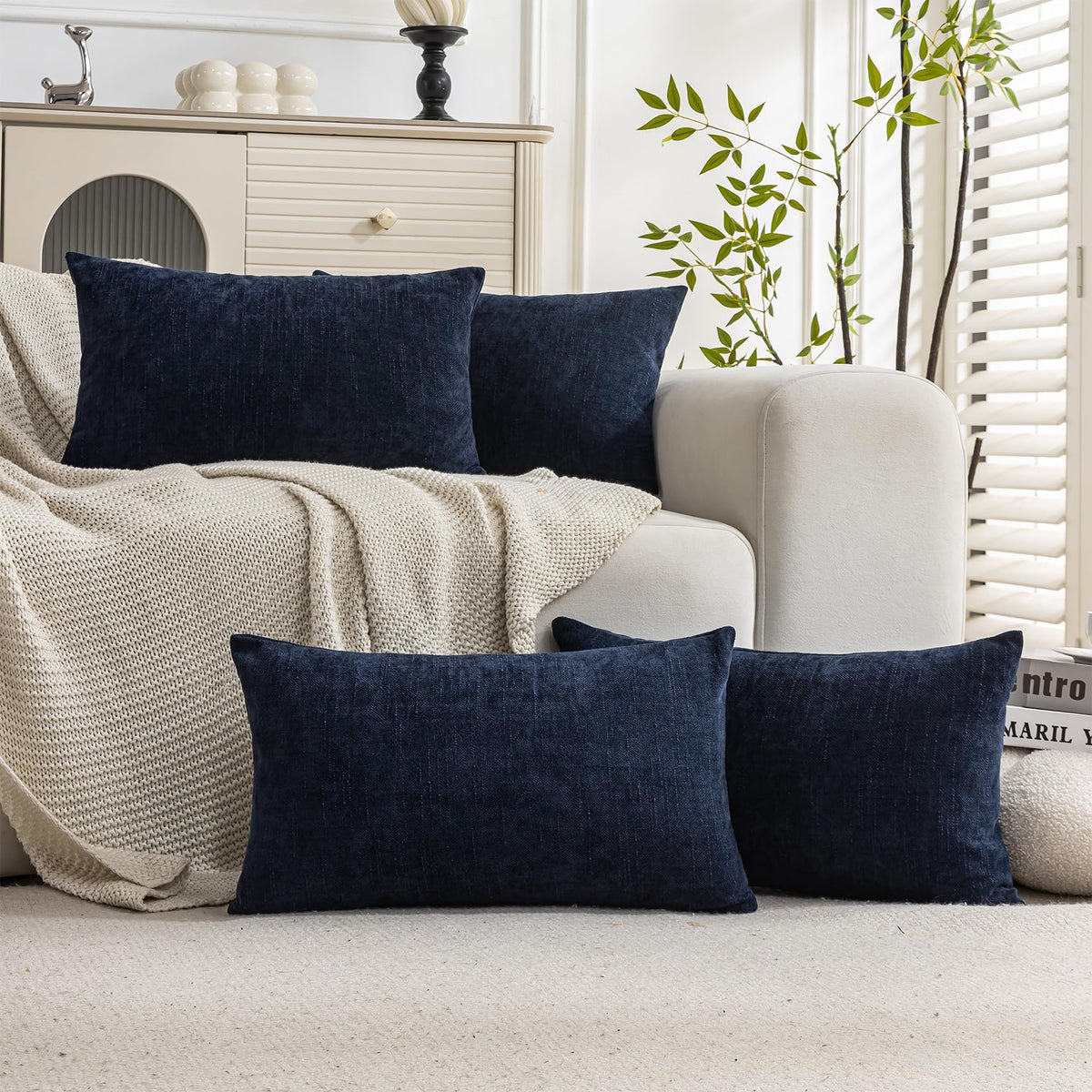 Cozoomy Set of 4 Textured 18x18 Throw Pillow Covers