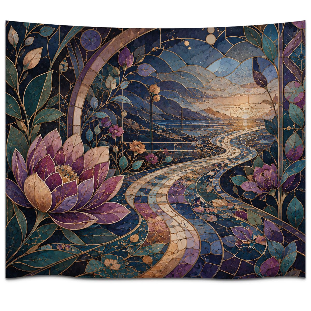 Lotus Flower & Peacock Serenity Wall Tapestry