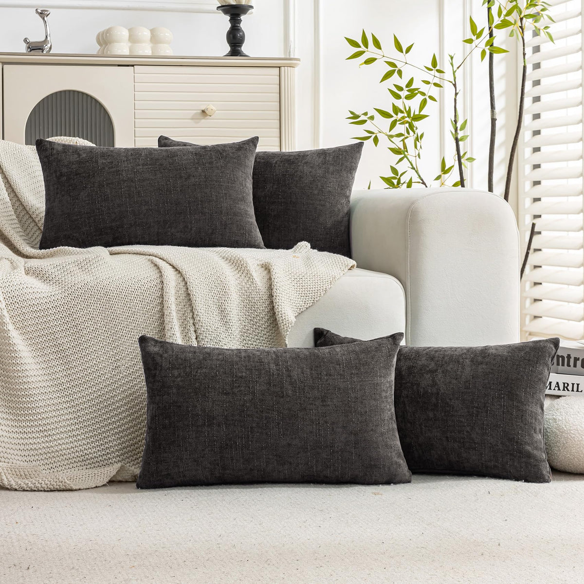 Cozoomy Set of 4 Textured 18x18 Throw Pillow Covers