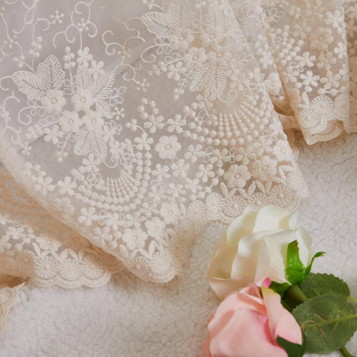 Brandream Romantic Lace Queen Bed Skirt with 18-Inch Drop