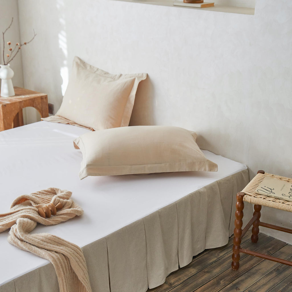 BISELINA Washed French Linen Ruffled Bed Skirt