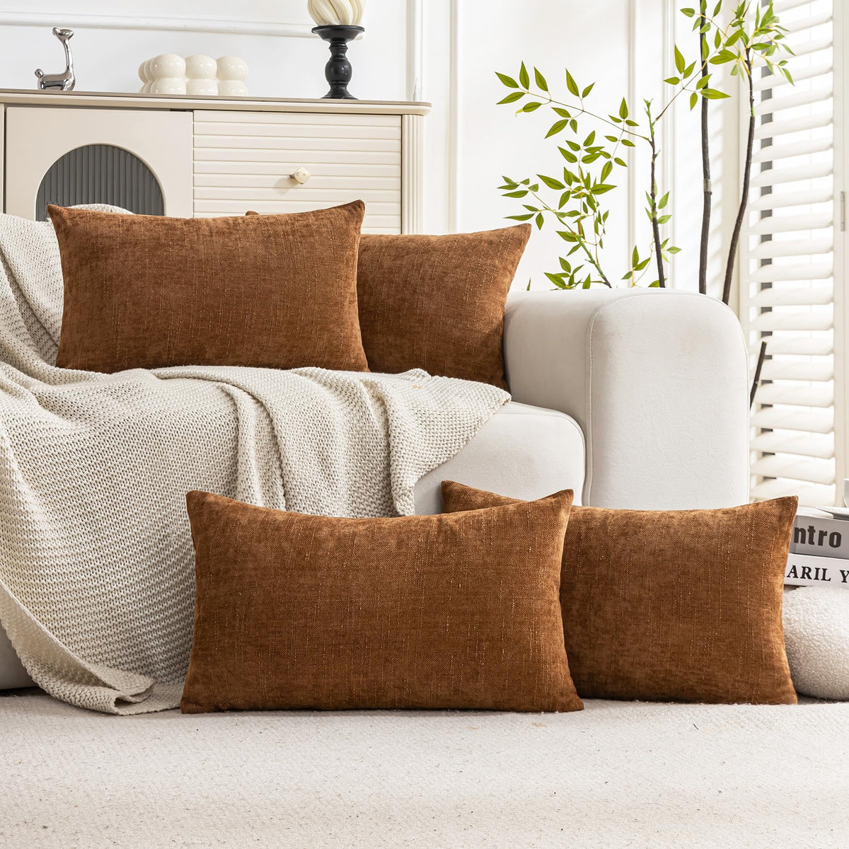 Cozoomy Set of 4 Textured 18x18 Throw Pillow Covers