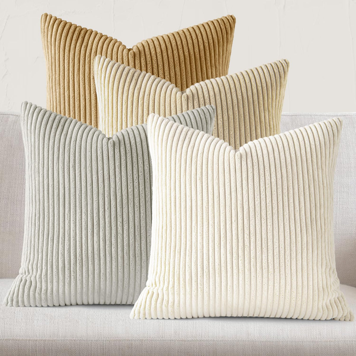 JEYDER Set of 4 Boho Corduroy 18x18 Pillow Covers