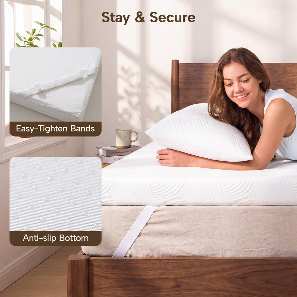 JSELF 3-Inch Cooling Gel Memory Foam Mattress Topper