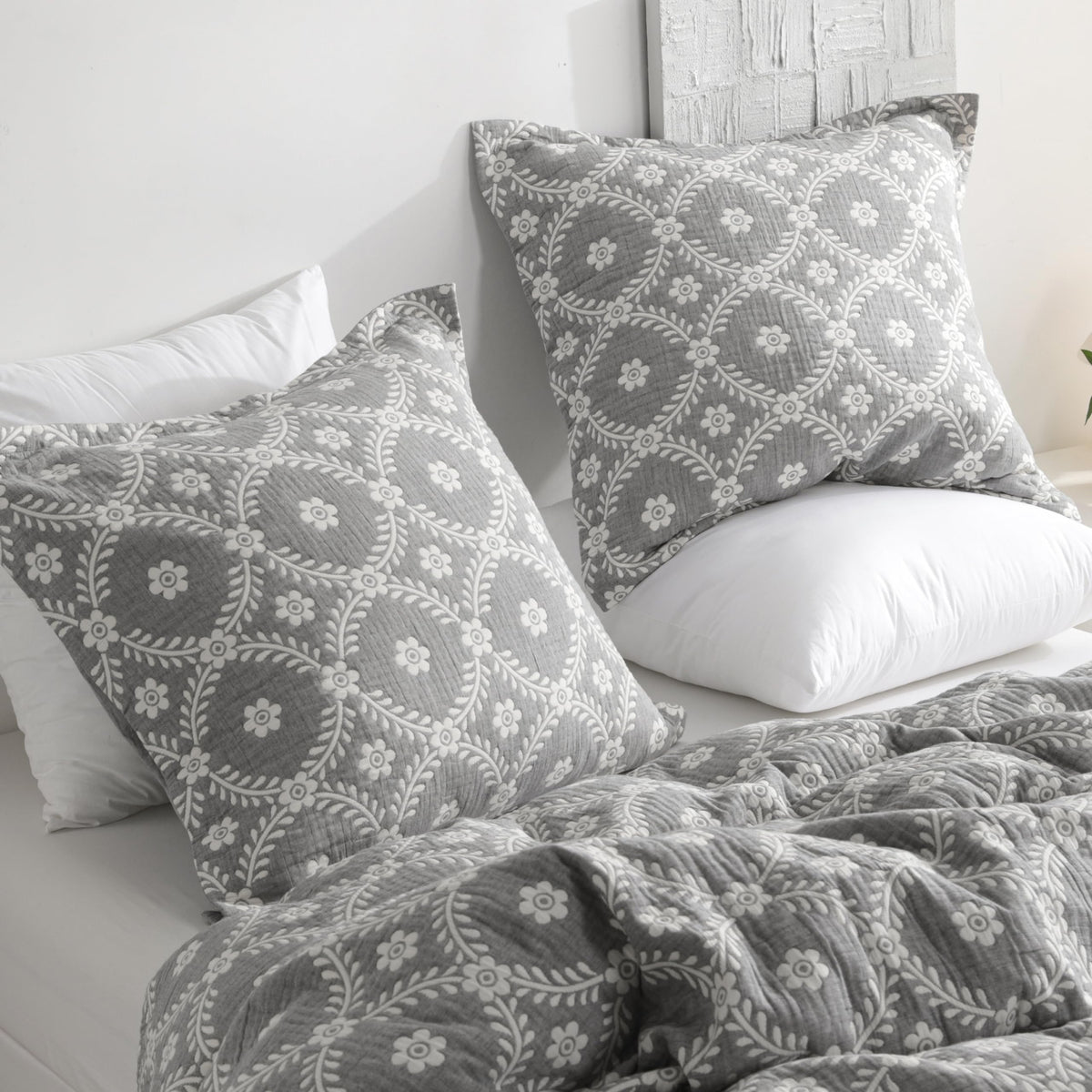 NTBAY 3-Layer Muslin Cotton Pillow Shams 2-Pack