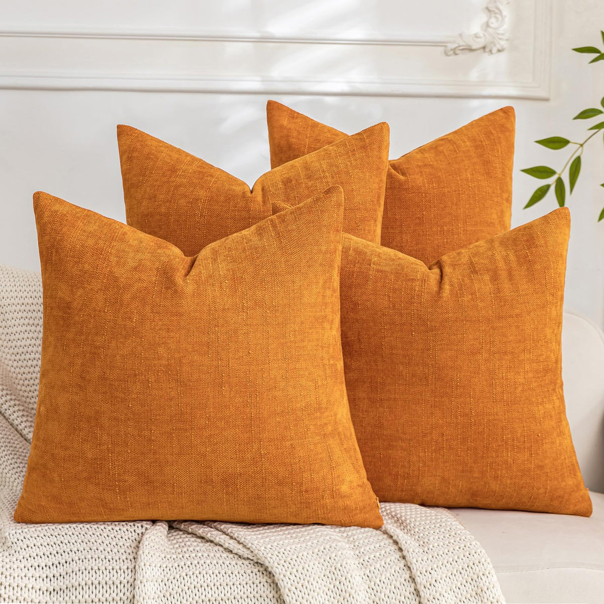 Cozoomy Set of 4 Textured 18x18 Throw Pillow Covers