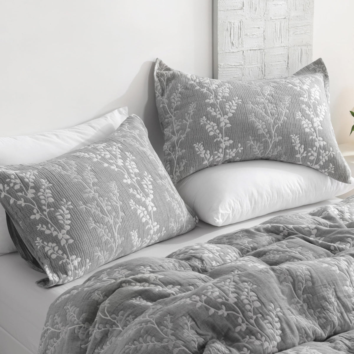 NTBAY 3-Layer Muslin Cotton Pillow Shams 2-Pack