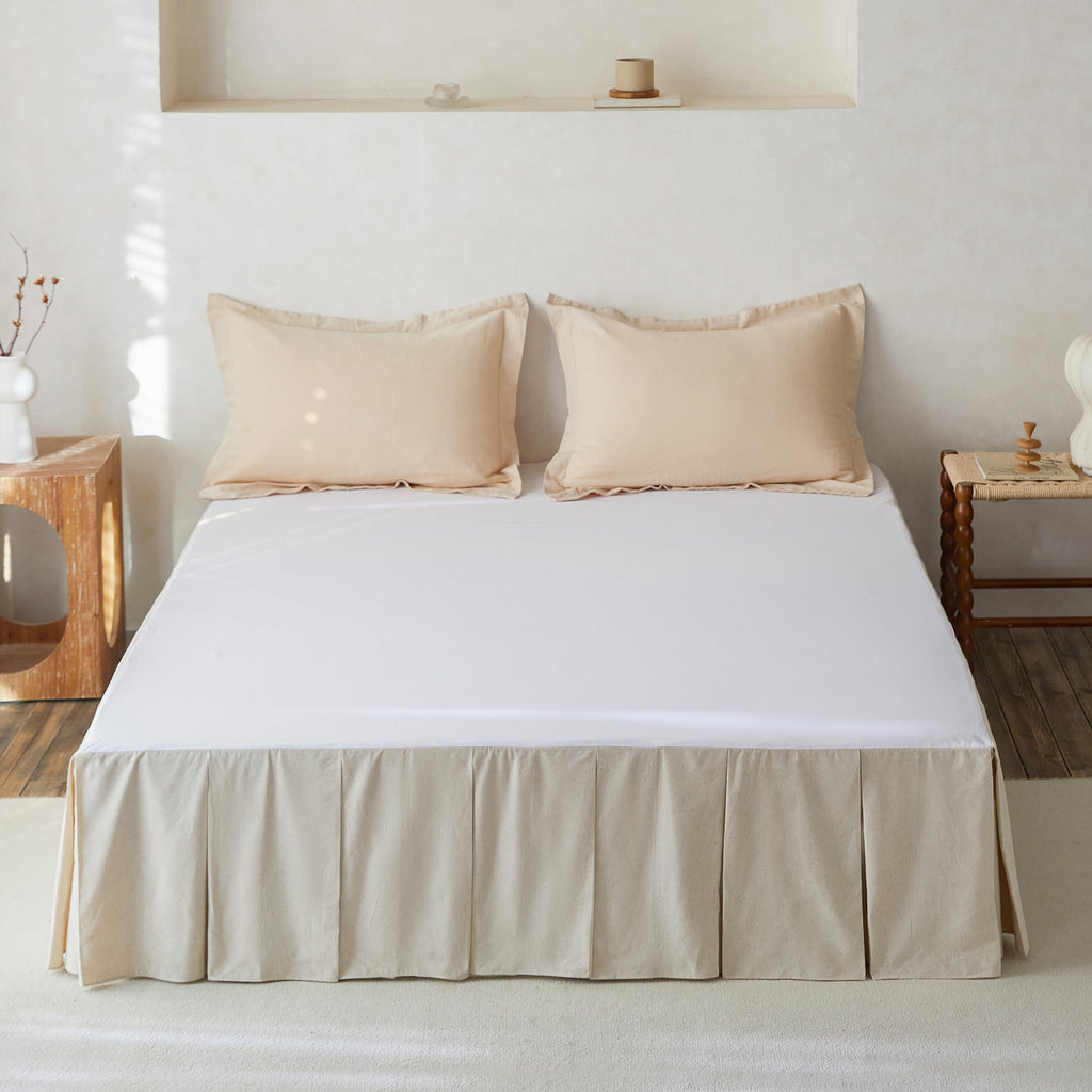 BISELINA Washed French Linen Ruffled Bed Skirt