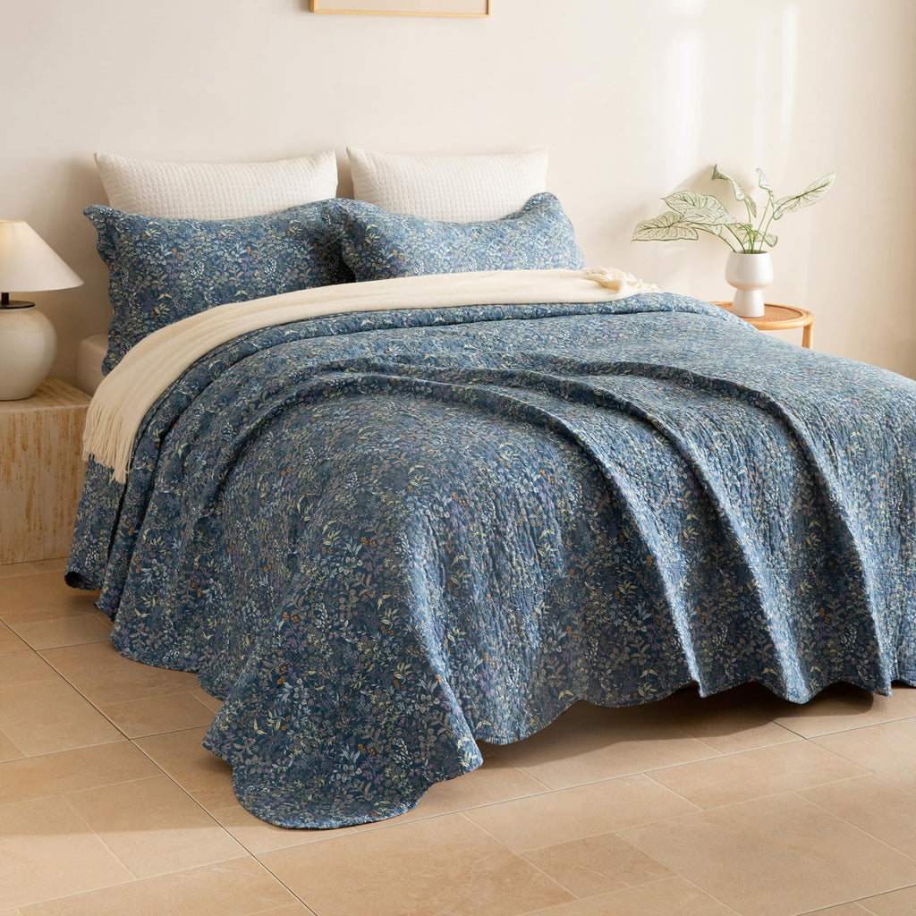 Sanracie 100% Cotton Floral Quilted Bedspread