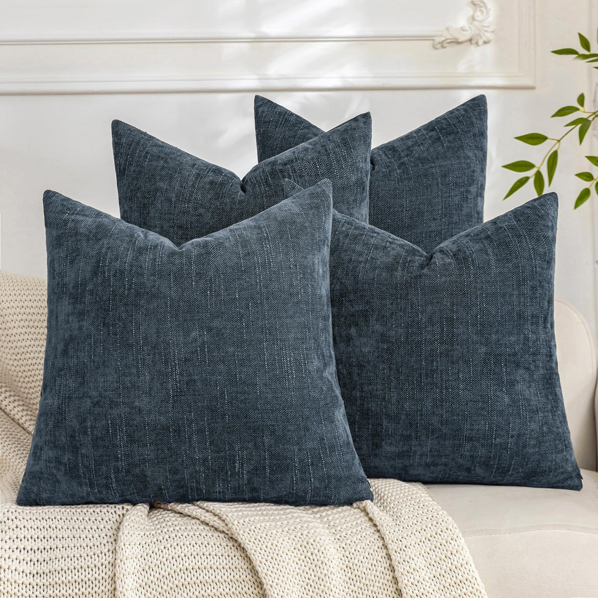 Cozoomy Set of 4 Textured 18x18 Throw Pillow Covers