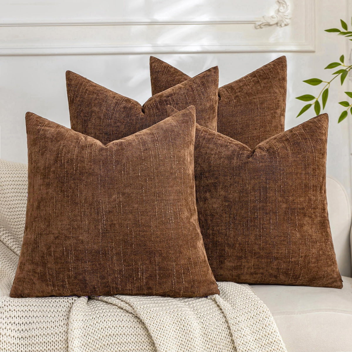 Cozoomy Set of 4 Textured 18x18 Throw Pillow Covers