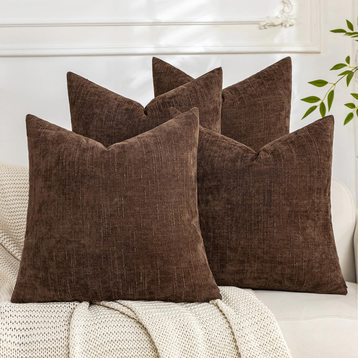 Cozoomy Set of 4 Textured 18x18 Throw Pillow Covers