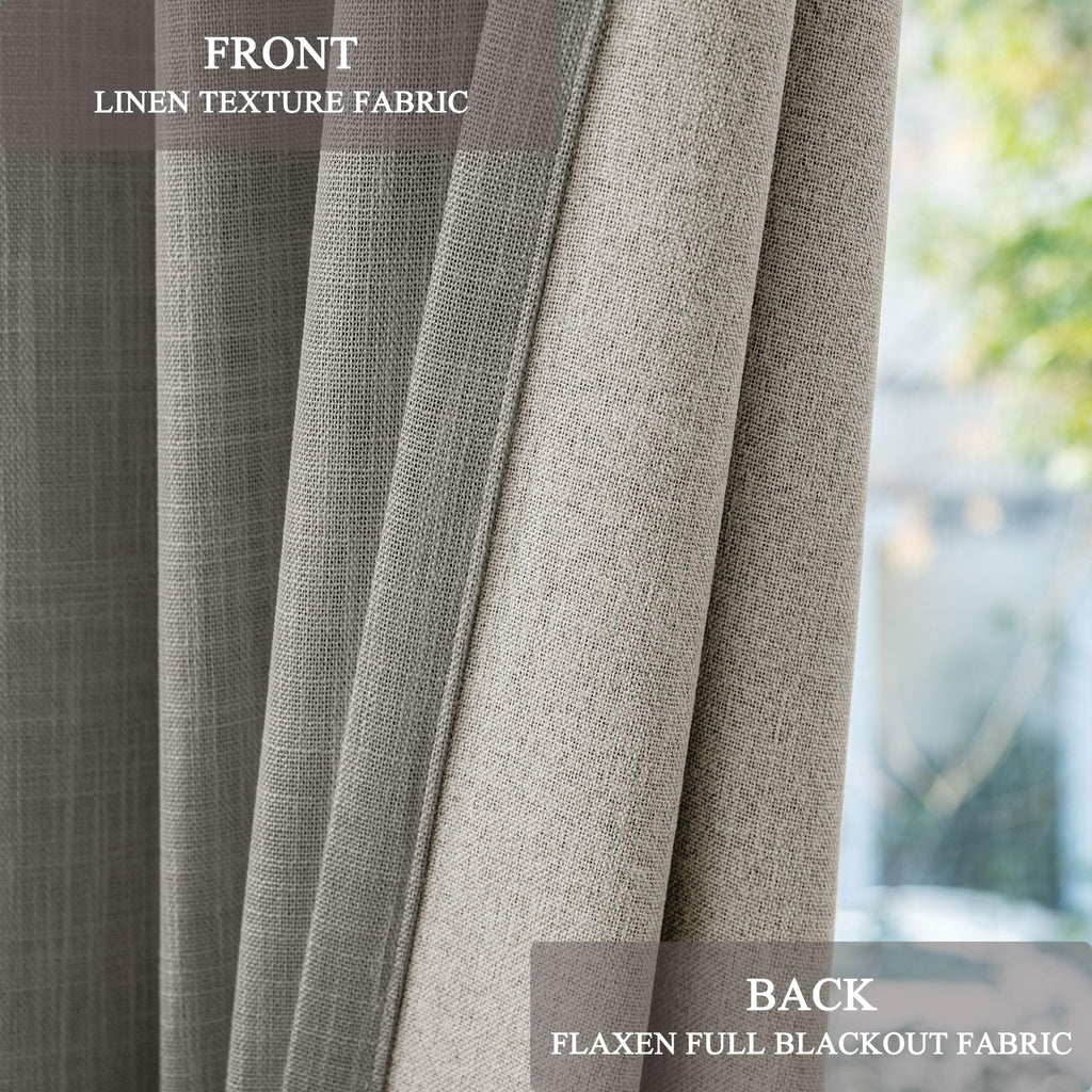 Fcosie Extra Wide Pinch Pleat Linen Blackout Curtains